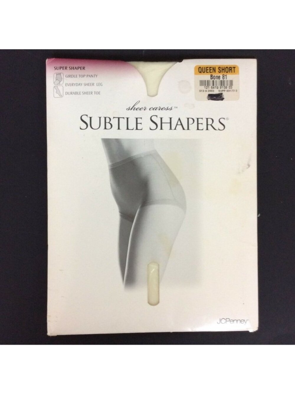 JCPenney Sheer Caress Subtle Shapers Queen Short Bone Cream Pantyhose Girdle Top